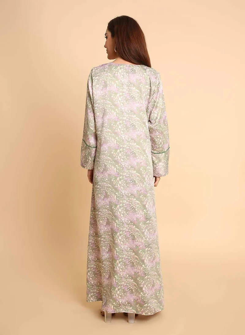 HANA & SARA Womens Trendy Unique Printed Arabic Jalabiya Dress